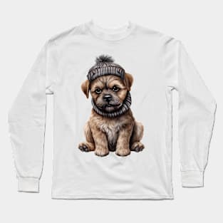 Winter Border Terrier Dog Long Sleeve T-Shirt